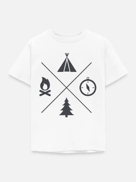Camping Symbole Abenteuer - Kinder T-Shirt - Weiß