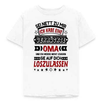 verrückte oma - Kinder T-Shirt - Weiß - Vorne - AI Model Kid Male (0cm)