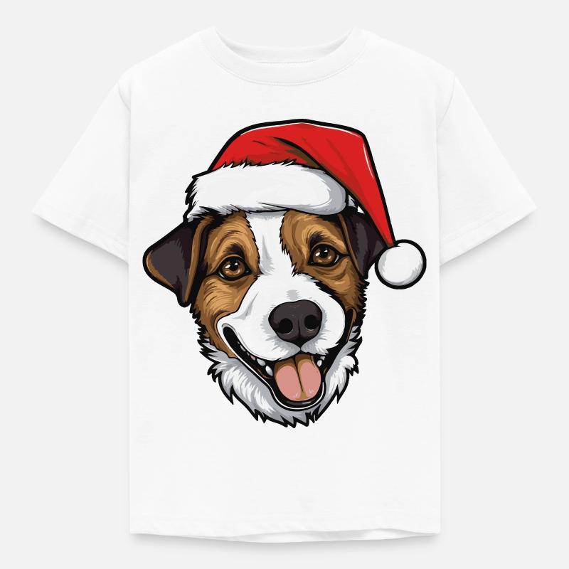 Jack Russel Terrier Cane Testa di Natale - Maglietta per bambini - bianco