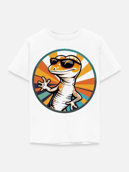 Echse Comic Cool - Kinder T-Shirt - Weiß