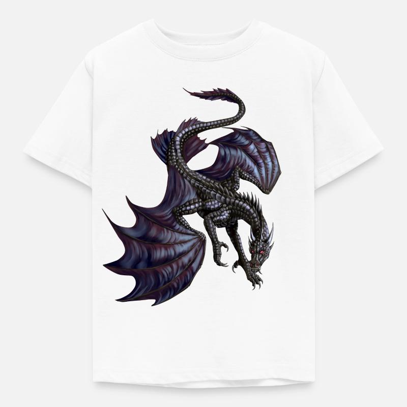 Schwarzer Drache - Kinder T-Shirt - Weiß