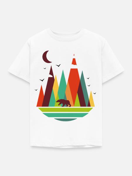 Bunte Berge Bär - Kinder T-Shirt - Weiß