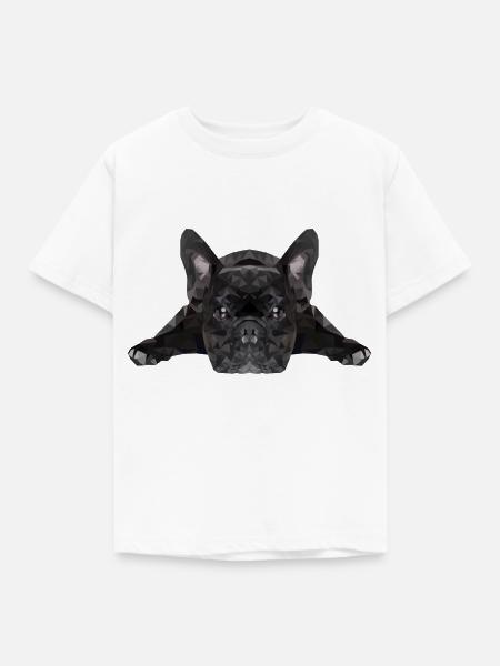 Bulldogge Low Poly - Kinder T-Shirt - Weiß