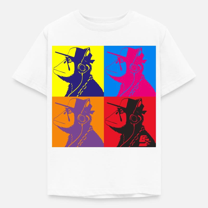 Affe Warhol von Custom - Kinder T-Shirt - Weiß