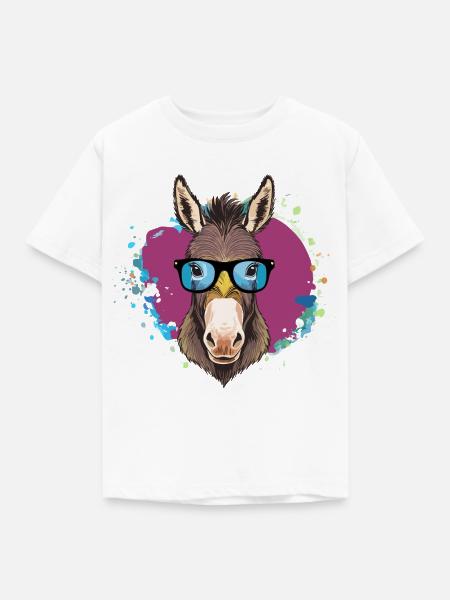 Esel,graffiti ,malerei , bunt,Nerd - Kinder T-Shirt - Weiß
