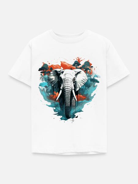 Künstlerischer Elefant - Kinder T-Shirt - Weiß