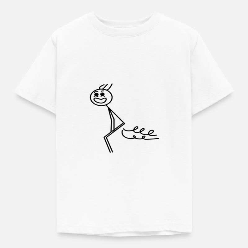 Furzendes Strichmännchen - Kinder T-Shirt - Weiß