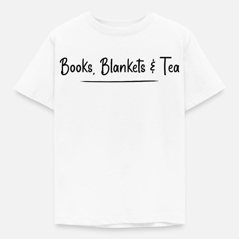 Bücher, Decken und Tee - Kinder T-Shirt - Weiß