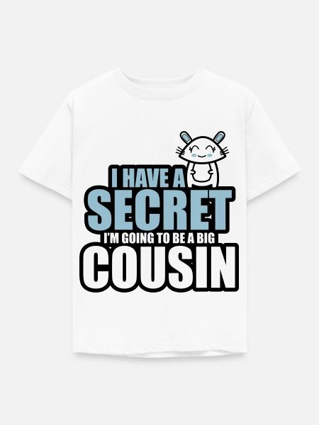 Jeg har en hemmelighed, jeg bliver en stor fætter - Børne-T-shirt - hvid