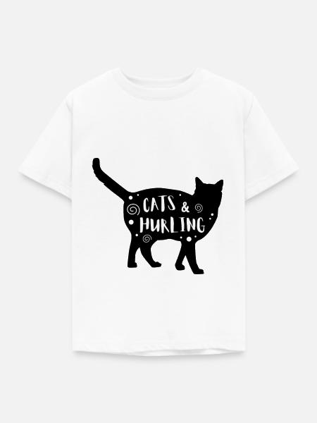 Katzen & Hurling - Kinder T-Shirt - Weiß