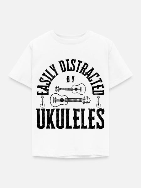 Easily distracted by Ukuleles - Kinder T-Shirt - Weiß