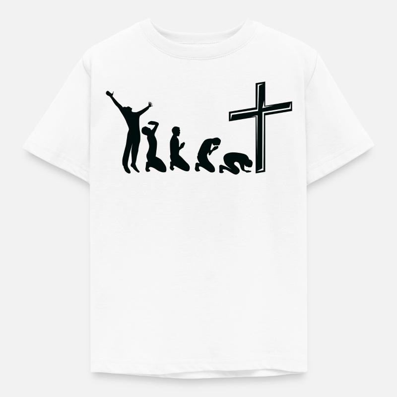 Lustig Jesus Evolution Religion Christen Geschenk - Kinder T-Shirt - Weiß