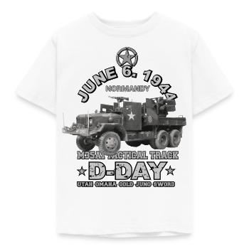 D-DAY M35A1 TAKTISCHE SPUR US ARMY - Kinder T-Shirt - Weiß - Vorne - AI Model Kid Male (0cm)