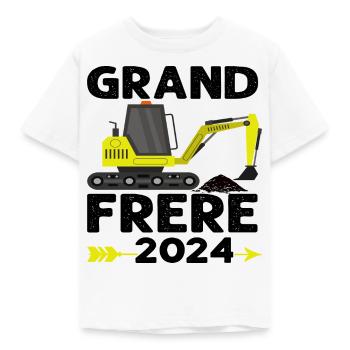Grand frère 2024 engin chantier annonce naissance - T-shirt Enfant - blanc - Devant - AI Model Kid Male (0cm)