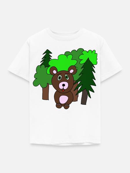 Kleiner Bär im Wald - Kinder T-Shirt - Weiß