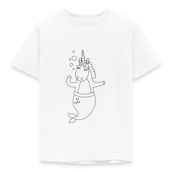 Meerjungfrau Einhorn Ausmalen Shirt Geschenk - Kinder T-Shirt - Weiß - Vorne - AI Model Kid Male (0cm)