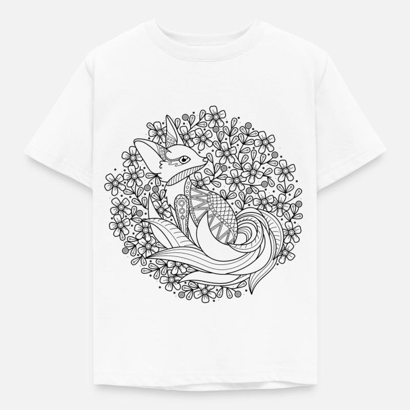 Fuchs. Fox. Mandala Style. - Kinder T-Shirt - Weiß
