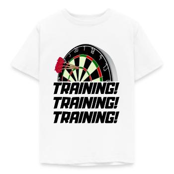 TRAINING TRAINING TRAINING - DART Darts-Motiv - Kinder T-Shirt - Weiß - Vorne - AI Model Kid Male (0cm)