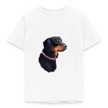 Slovensky Kopov Hund Aquarell Skizze Illustration - Kinder T-Shirt - Weiß - Vorne - AI Model Kid Male (0cm)