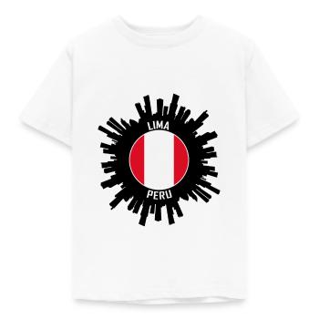 Lima Skyline Peru Flag Travel Souvenir - Kids' T-Shirt - white - Front - AI Model Kid Male (0cm)