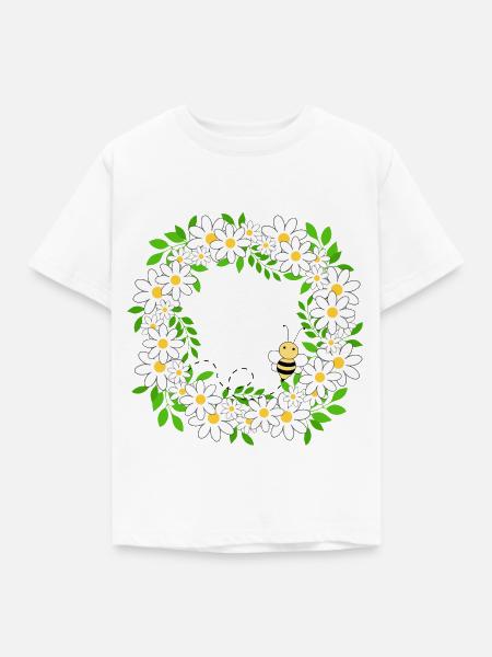 Blumenkranz - Kinder T-Shirt - Weiß