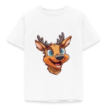 Deer Cartoon Kawaii Watercolor Illustration - Kids' T-Shirt - white - Front - AI Model Kid Male (0cm)