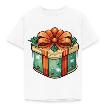 Geschenk in grün mit roten Schleifen - Kinder T-Shirt - Weiß - Vorne - AI Model Kid Male (0cm)
