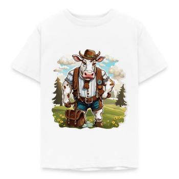 Lederhosen / Animal / Traditional costume / Tradition / Cow - Kids' T-Shirt - white - Front - AI Model Kid Male (0cm)