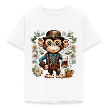 Lederhosen / Animal / Traditional costume / Tradition / Monkey - Kids' T-Shirt - white - Front - AI Model Kid Male (0cm)