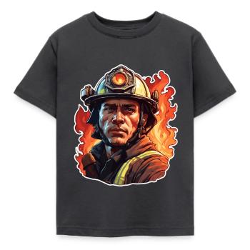 Feuerwehrmann / Feuer / Brand / Löschen / Held - Kinder T-Shirt - Dunkelgrau - Vorne - AI Model Kid Female (0cm)