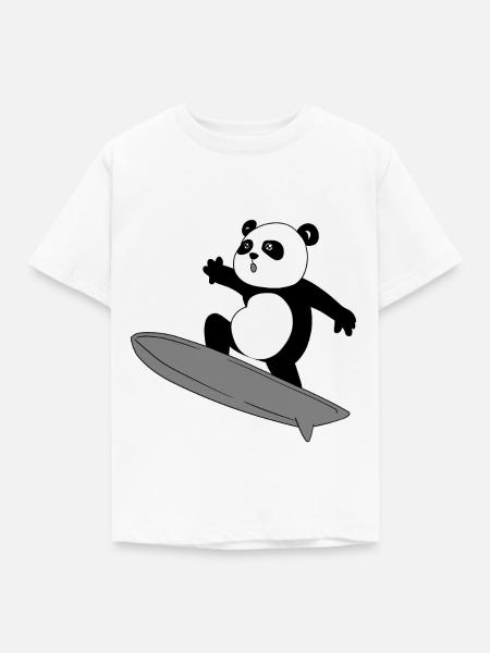 Panda Surfer - Kinder T-Shirt - Weiß