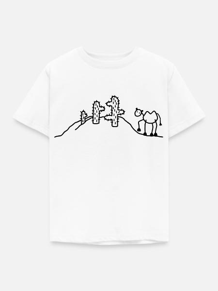 Kamel & Kaktus - Kinder T-Shirt - Weiß