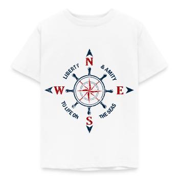 Kompass Windrose Navigation für den Kapitän - Kinder T-Shirt - Weiß - Vorne - AI Model Kid Male (0cm)