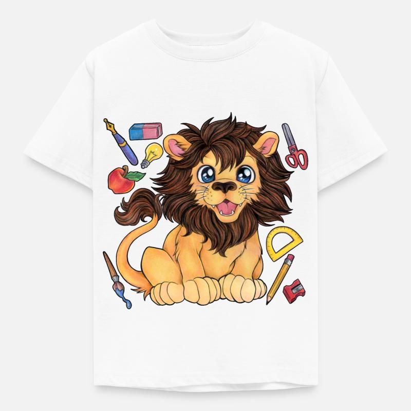 Niedlicher Löwe Kind Einschulung Schulanfang - Kinder T-Shirt - Weiß