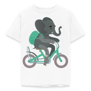 Backpack elephant bike training kita - Kids' T-Shirt - white - Front - AI Model Kid Male (0cm)
