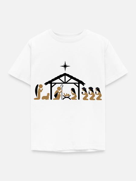 Weihnachtskrippe an Heiligabend - Kinder T-Shirt - Weiß