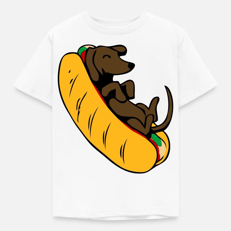 Hot Dog Dackel - Kinder T-Shirt - Weiß