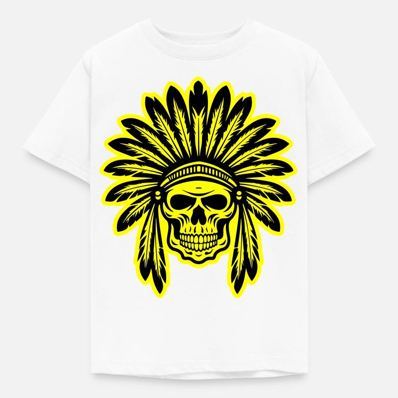 Apache Indianer Häuptling Totenkopf - Kinder T-Shirt - Weiß