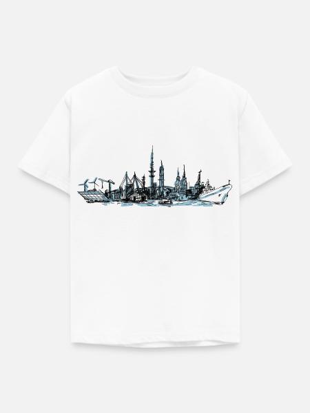 Hamburg gezeichnet - Kinder T-Shirt - Weiß