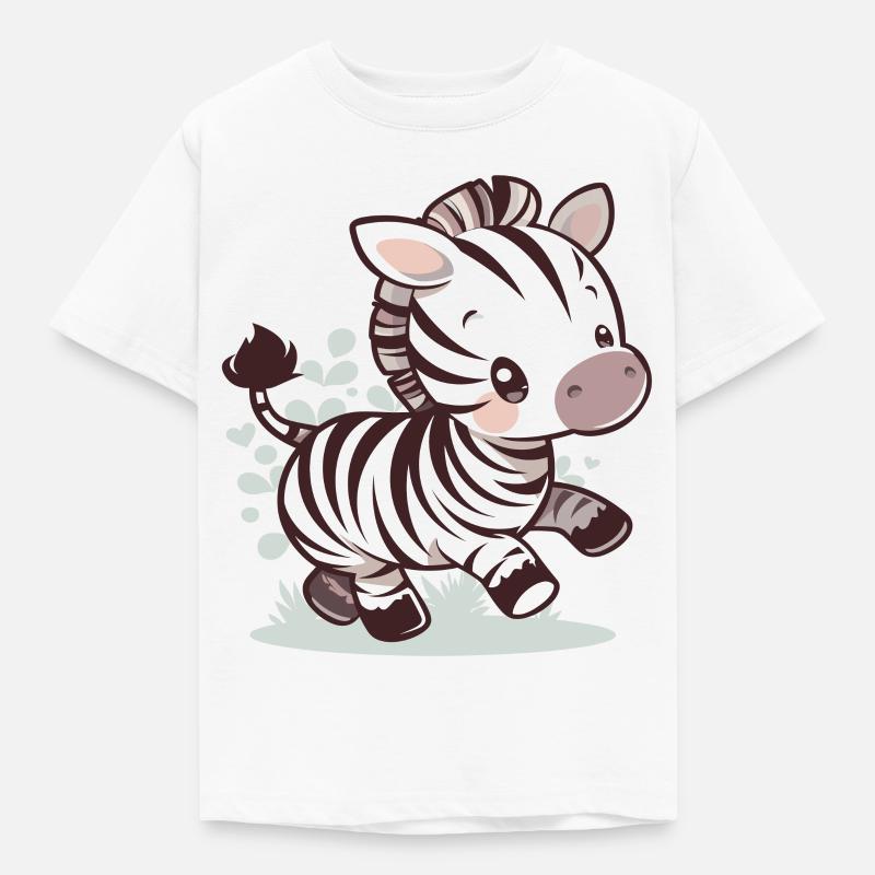 Ein entzückendes Chibi-Zebra, das Spaß hat - Kinder T-Shirt - Weiß