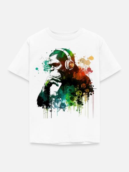 Banksy DJ Affendenker - Kinder T-Shirt - Weiß