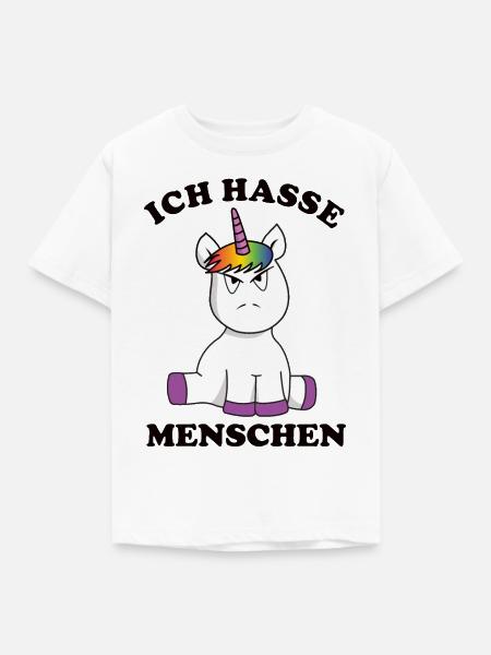 Einhorn Ich hasse Menschen - Kinder T-Shirt - Weiß