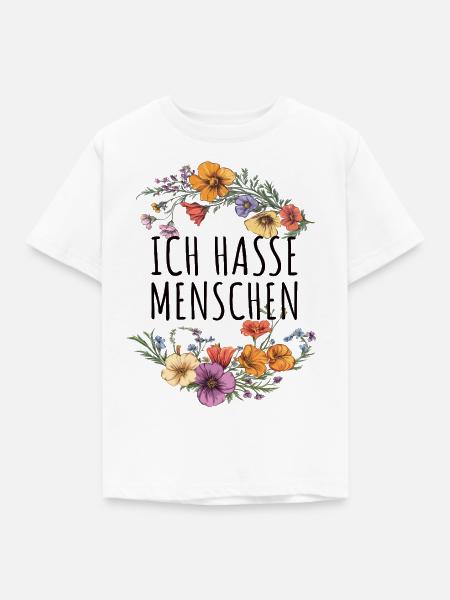 Ich Hasse Menschen Blumen - Kinder T-Shirt - Weiß