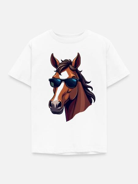 Cooles Pferd mit Sonnenbrille - Kinder T-Shirt - Weiß