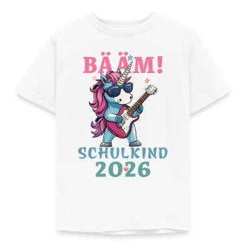 BÄÄM Schulkind 2026 Einhorn Einschulung - Kinder T-Shirt - Weiß - Vorne - AI Model Kid Male (0cm)