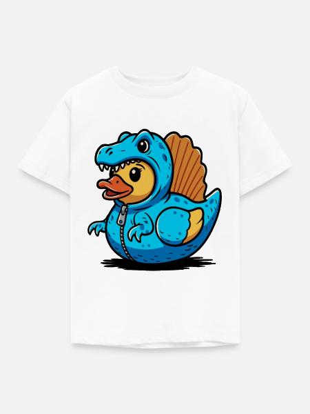 Spinosaurus Blauer Dino-Drache Entchen - Kinder T-Shirt - Weiß