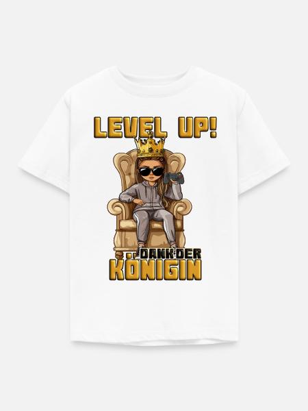 königin zockt next level - Kinder T-Shirt - Weiß