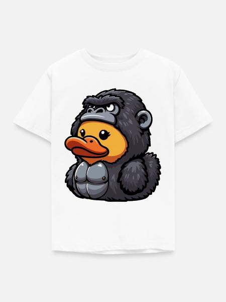 Gorilla Ente Cartoon Fusion - Kinder T-Shirt - Weiß