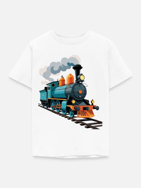 Dampflok Farbexplosion - Kinder T-Shirt - Weiß