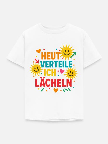 heute verteile ich lächeln, gute laune - Kinder T-Shirt - Weiß